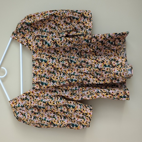 Large Melrose and Market Floral Flower Top Shirt Pink Green Black Cotton - Picture 8 of 14